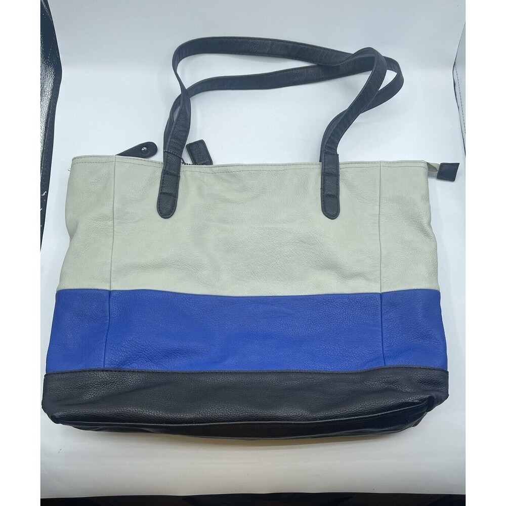 CLARKS Women's Over the Shoulder Tri-Color Laptop Tote - Cream, Blue, Black